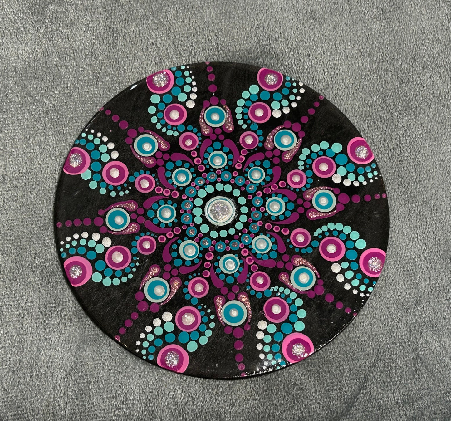 Pink/blue round mandala (6”)