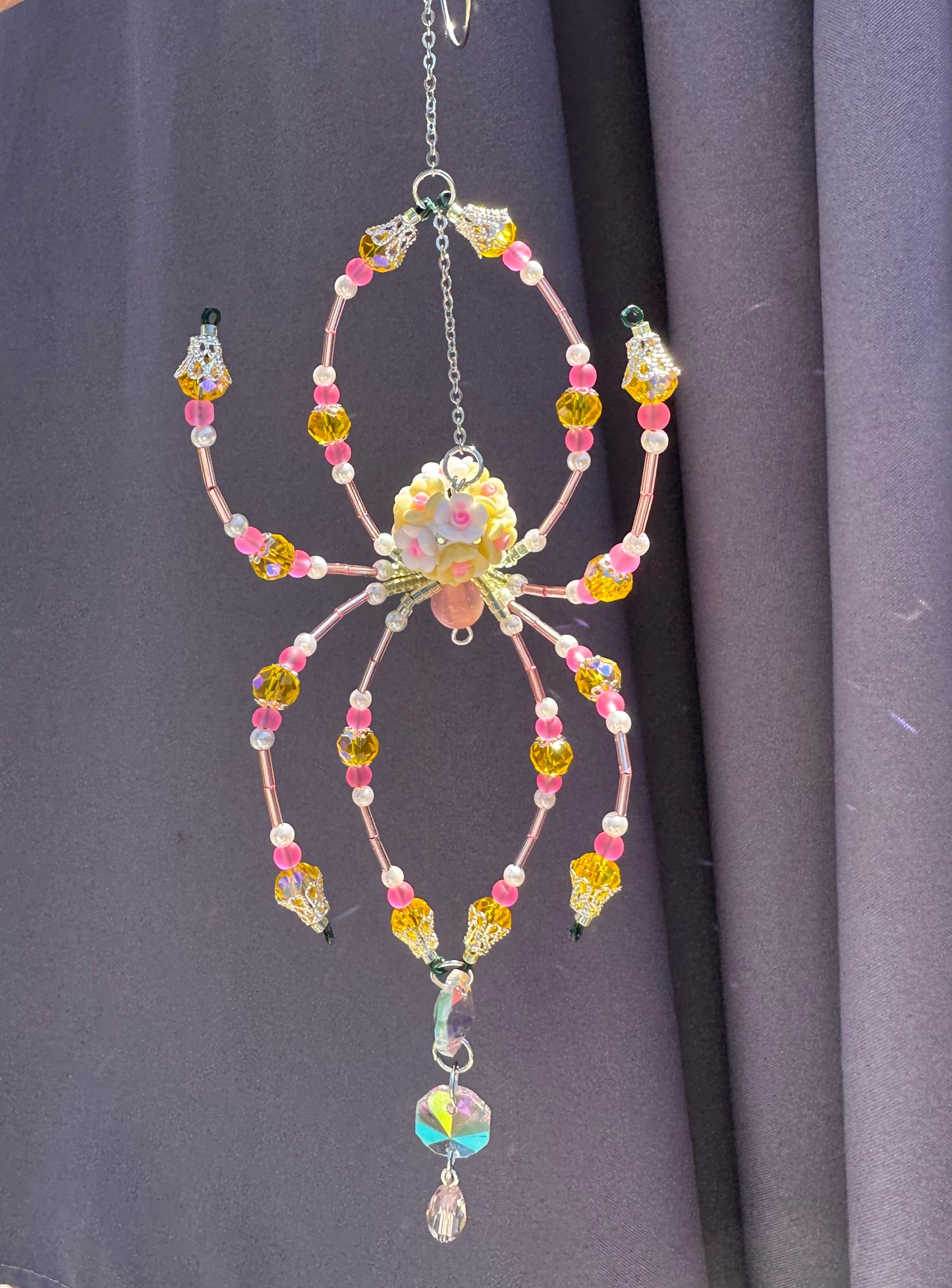 34. Beaded Spider Suncatcher/Floral