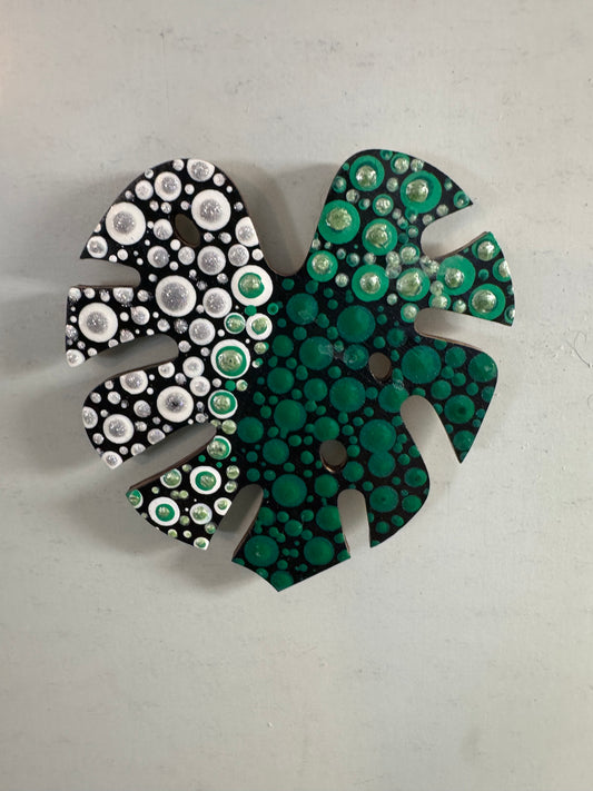 30. Hand painted Monstera leaf magnet