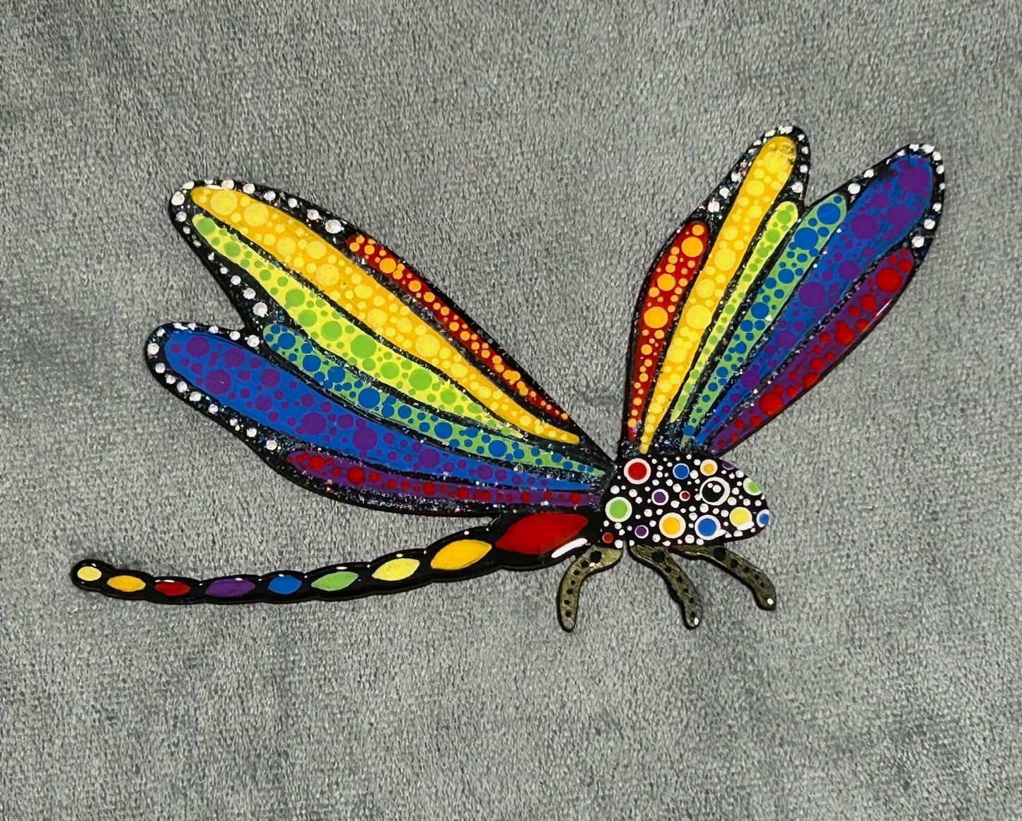 Rainbow dragonfly mandala (8”)