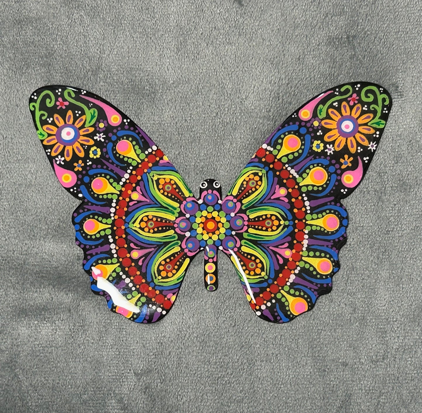Rainbow butterfly mandala (8”)