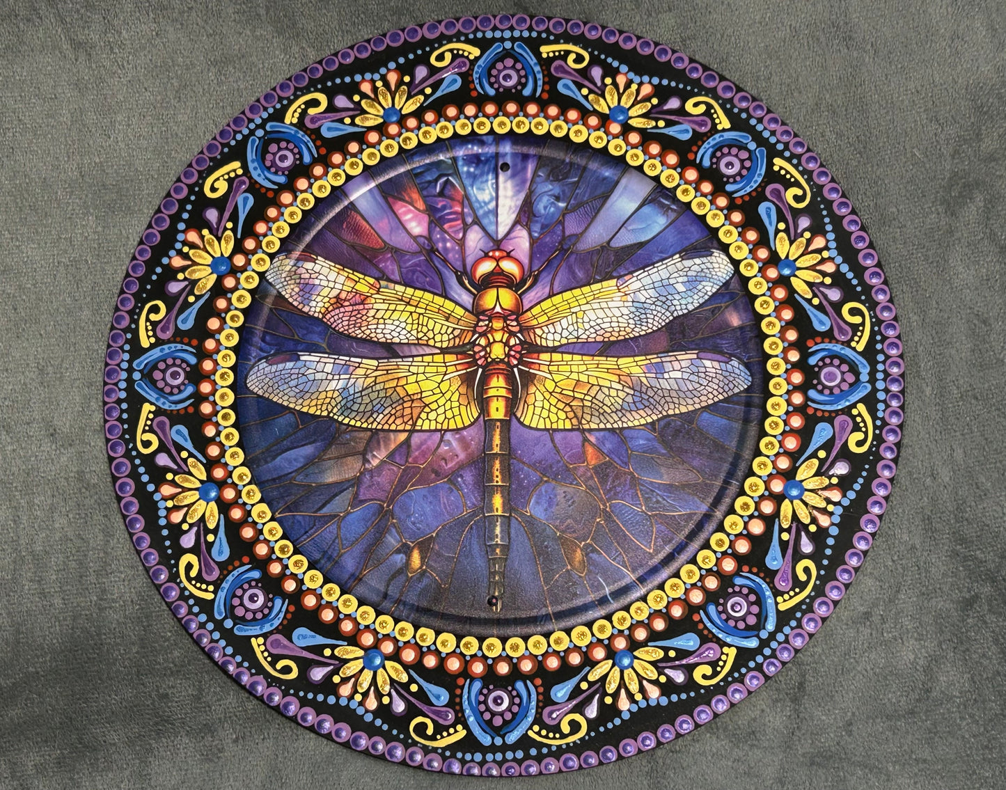Round dragonfly mandala (12”)