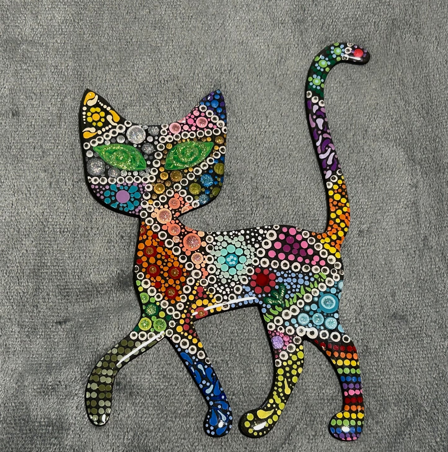 Patchwork cat mandala (8”)