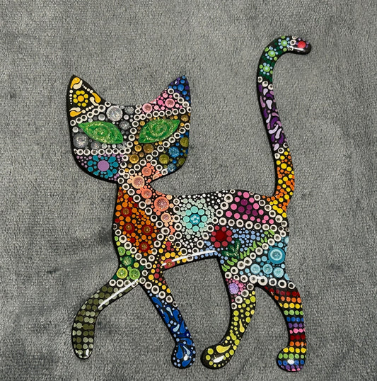 Patchwork cat mandala (8”)