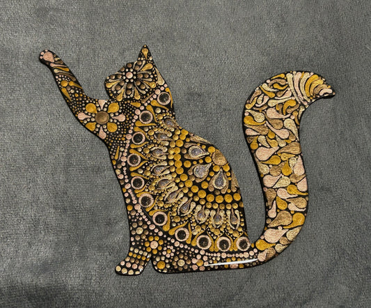 Metallic cat mandala (8”)