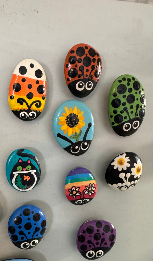 Hand painted rock magnets