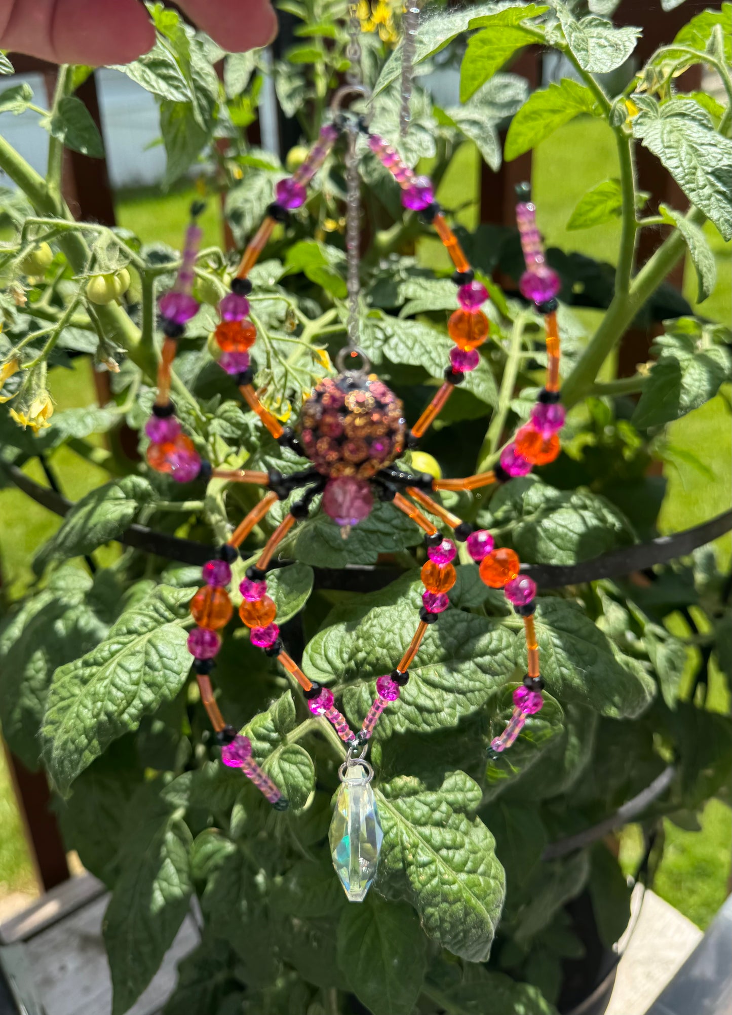 35. Pink/Orange/Black Spider Suncatcher