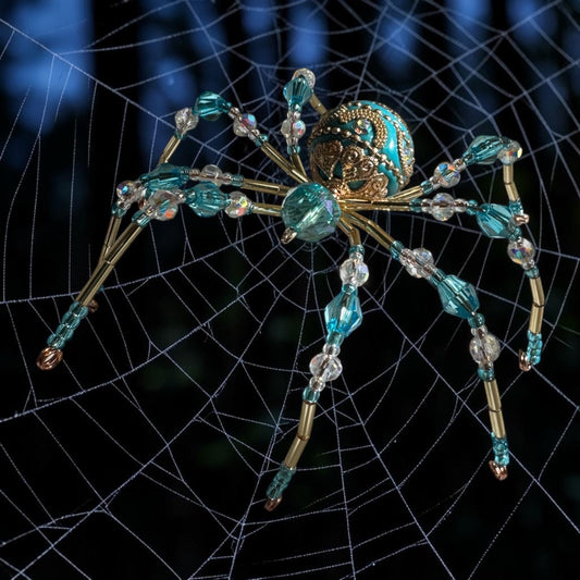 Teal/Gold Spider Suncatcher