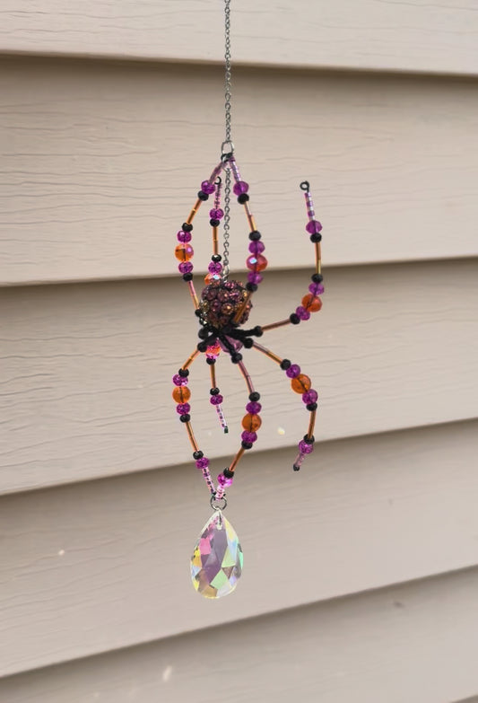 Pink/Orange/Black Spider Sun catcher